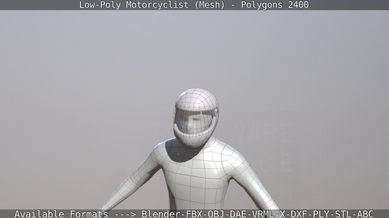 Lowpoly Motorcyclist - Mesh Low-poly 3D model_18