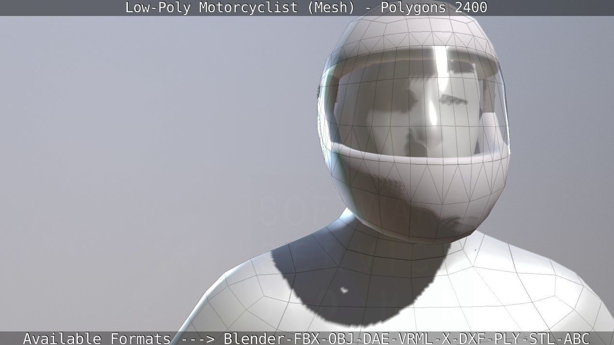 Lowpoly Motorcyclist - Mesh Low-poly 3D model_31