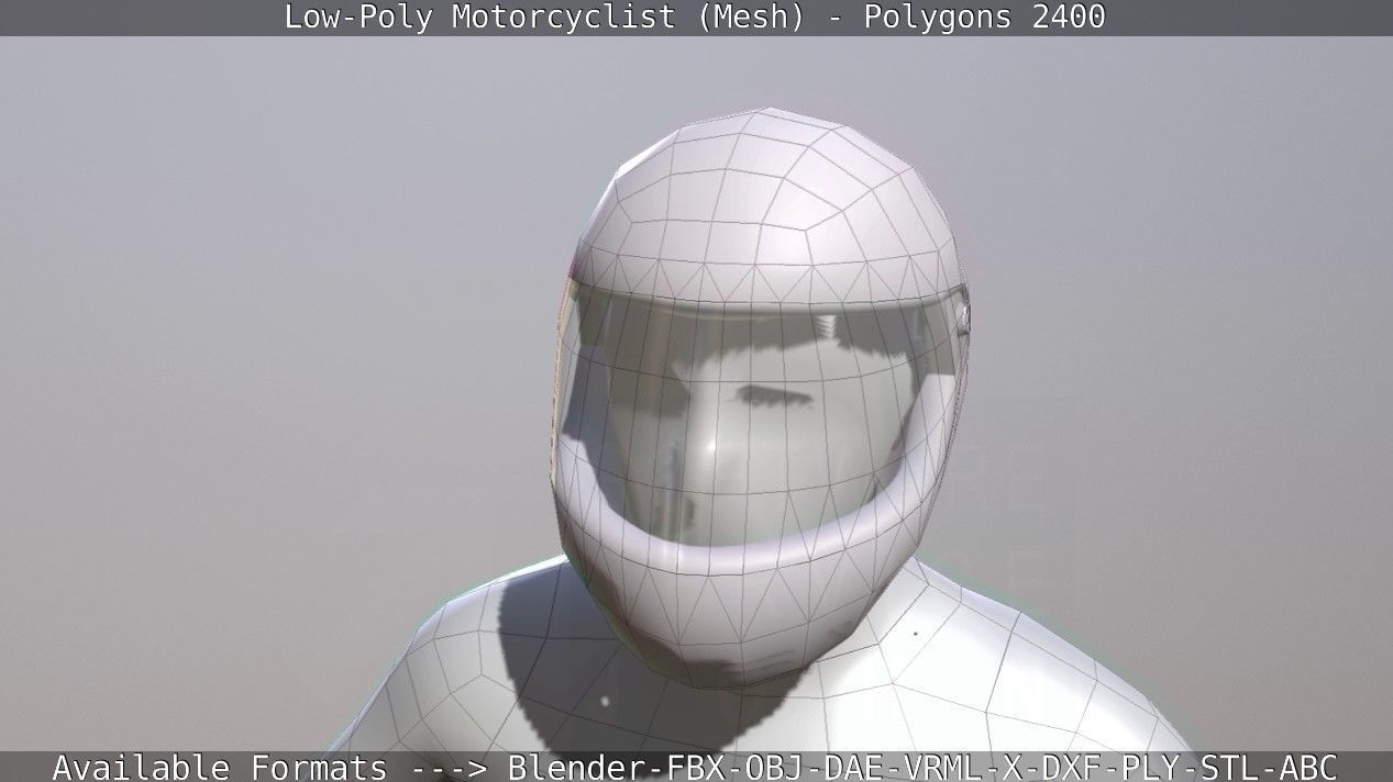 Lowpoly Motorcyclist - Mesh Low-poly 3D model_17
