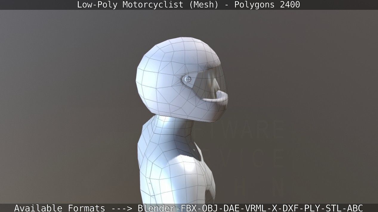 Lowpoly Motorcyclist - Mesh Low-poly 3D model_38