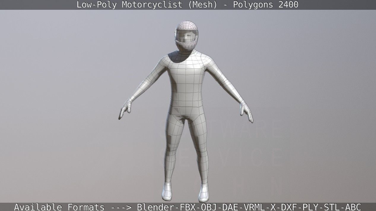 Lowpoly Motorcyclist - Mesh Low-poly 3D model_1