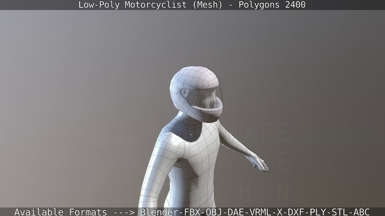 Lowpoly Motorcyclist - Mesh Low-poly 3D model_37