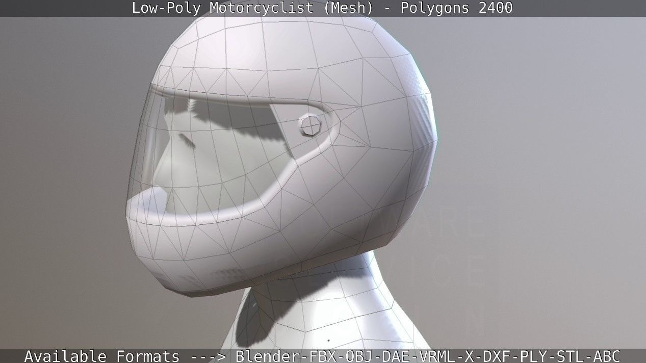 Lowpoly Motorcyclist - Mesh Low-poly 3D model_22