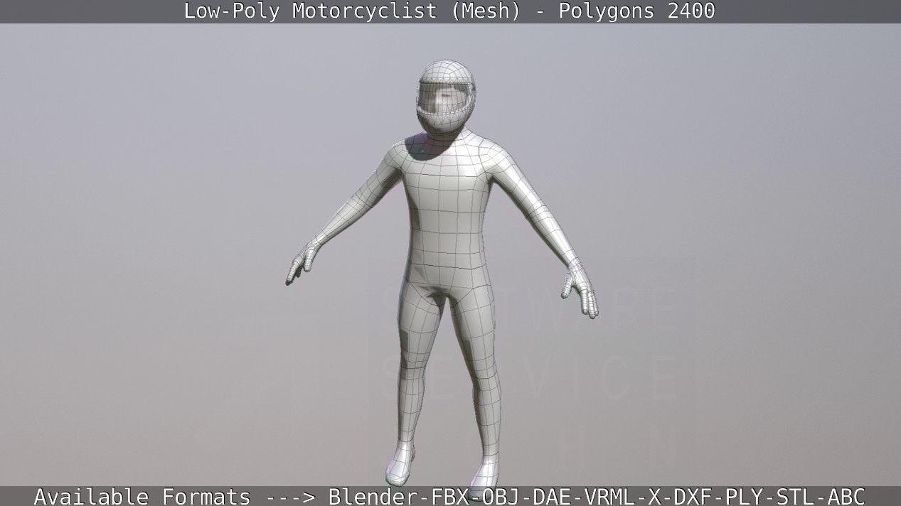 Lowpoly Motorcyclist - Mesh Low-poly 3D model_11