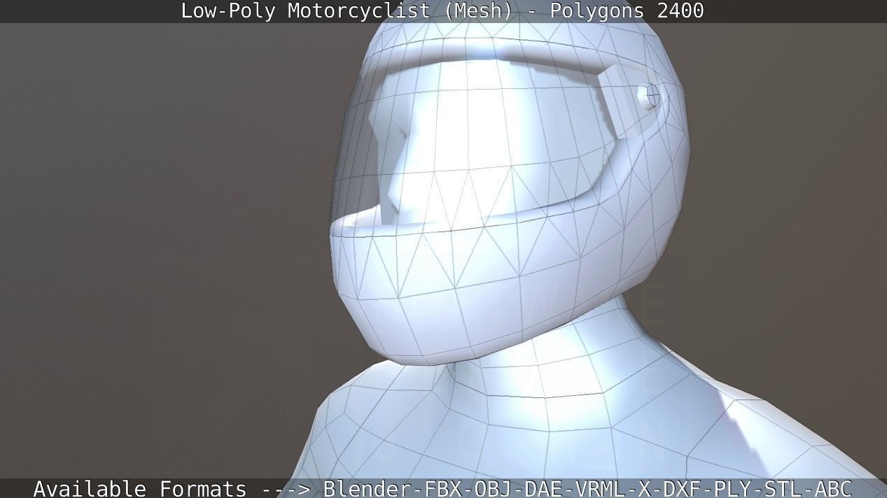 Lowpoly Motorcyclist - Mesh Low-poly 3D model_29