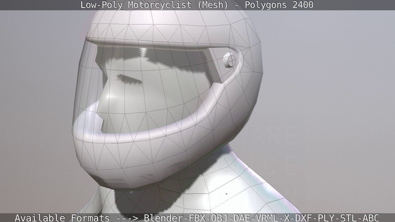 Lowpoly Motorcyclist - Mesh Low-poly 3D model_27