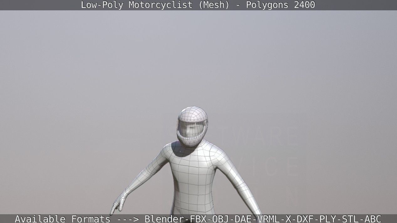 Lowpoly Motorcyclist - Mesh Low-poly 3D model_14