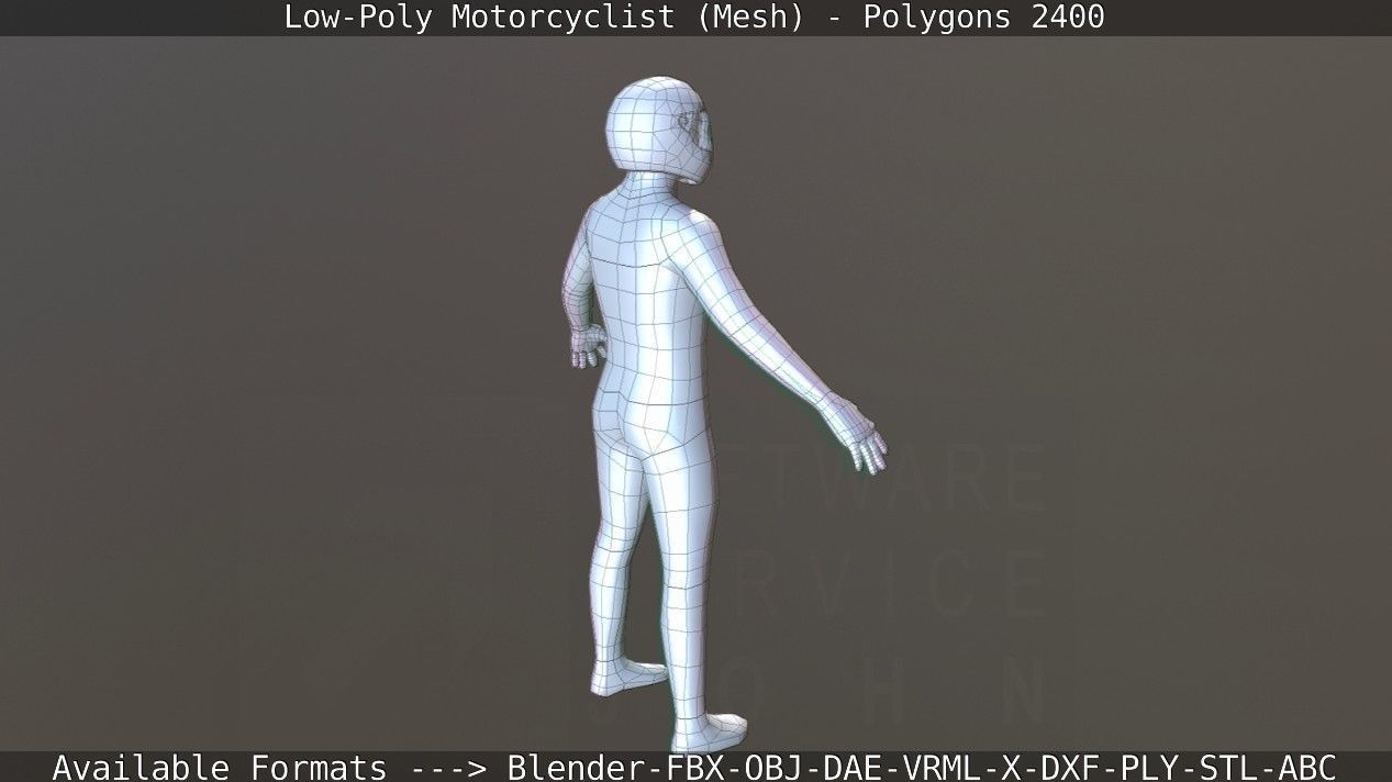 Lowpoly Motorcyclist - Mesh Low-poly 3D model_13