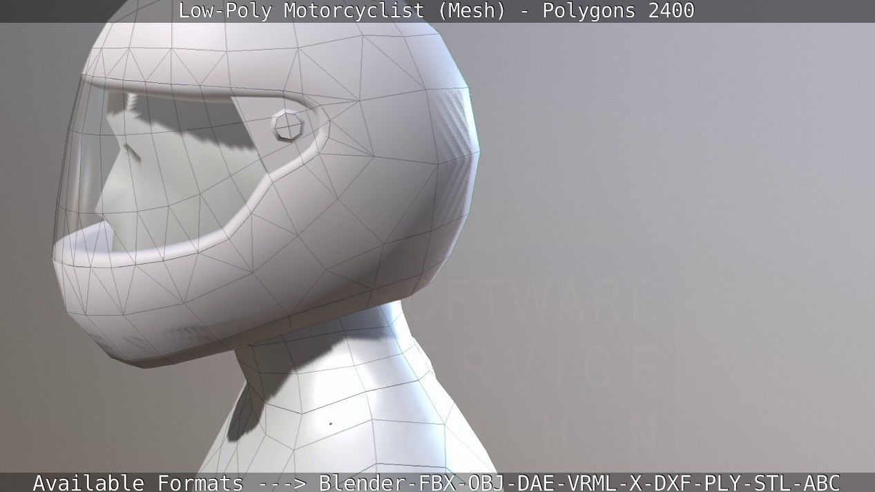 Lowpoly Motorcyclist - Mesh Low-poly 3D model_21