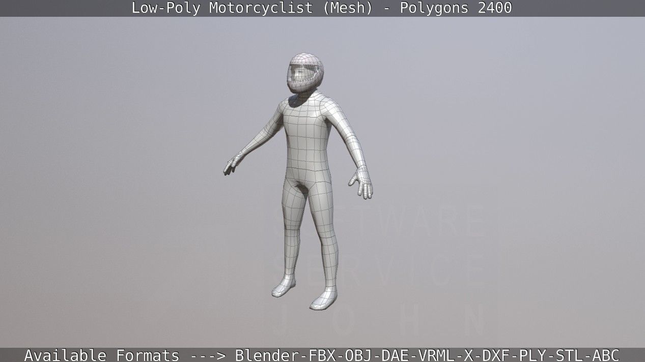 Lowpoly Motorcyclist - Mesh Low-poly 3D model_43