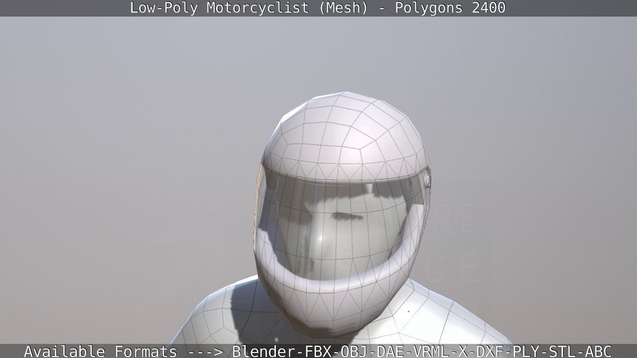 Lowpoly Motorcyclist - Mesh Low-poly 3D model_16