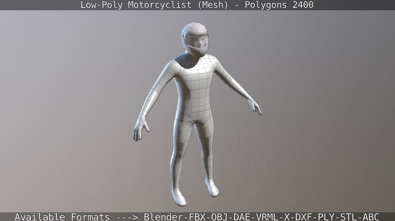 Lowpoly Motorcyclist - Mesh Low-poly 3D model_8