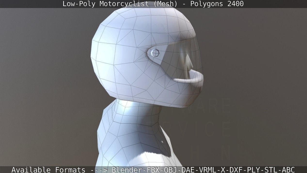 Lowpoly Motorcyclist - Mesh Low-poly 3D model_35