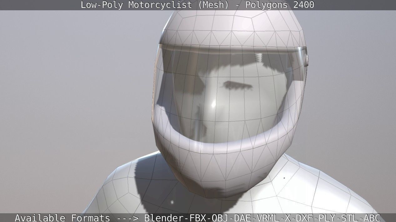 Lowpoly Motorcyclist - Mesh Low-poly 3D model_20