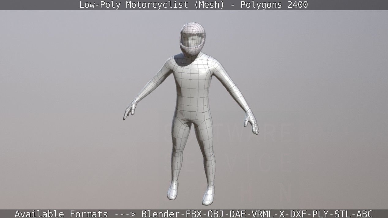 Lowpoly Motorcyclist - Mesh Low-poly 3D model_7
