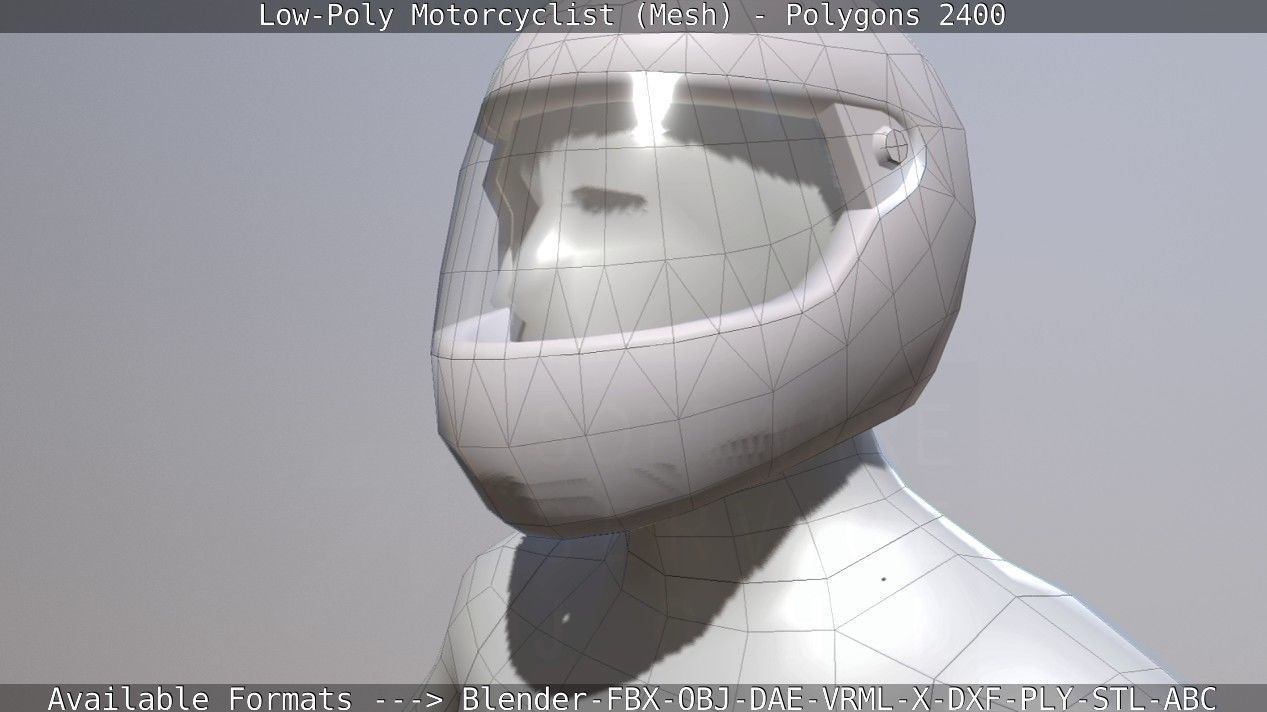 Lowpoly Motorcyclist - Mesh Low-poly 3D model_23