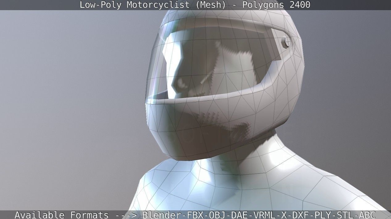 Lowpoly Motorcyclist - Mesh Low-poly 3D model_26