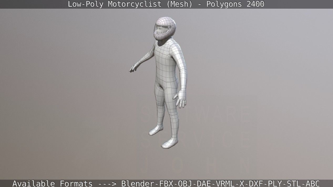 Lowpoly Motorcyclist - Mesh Low-poly 3D model_39