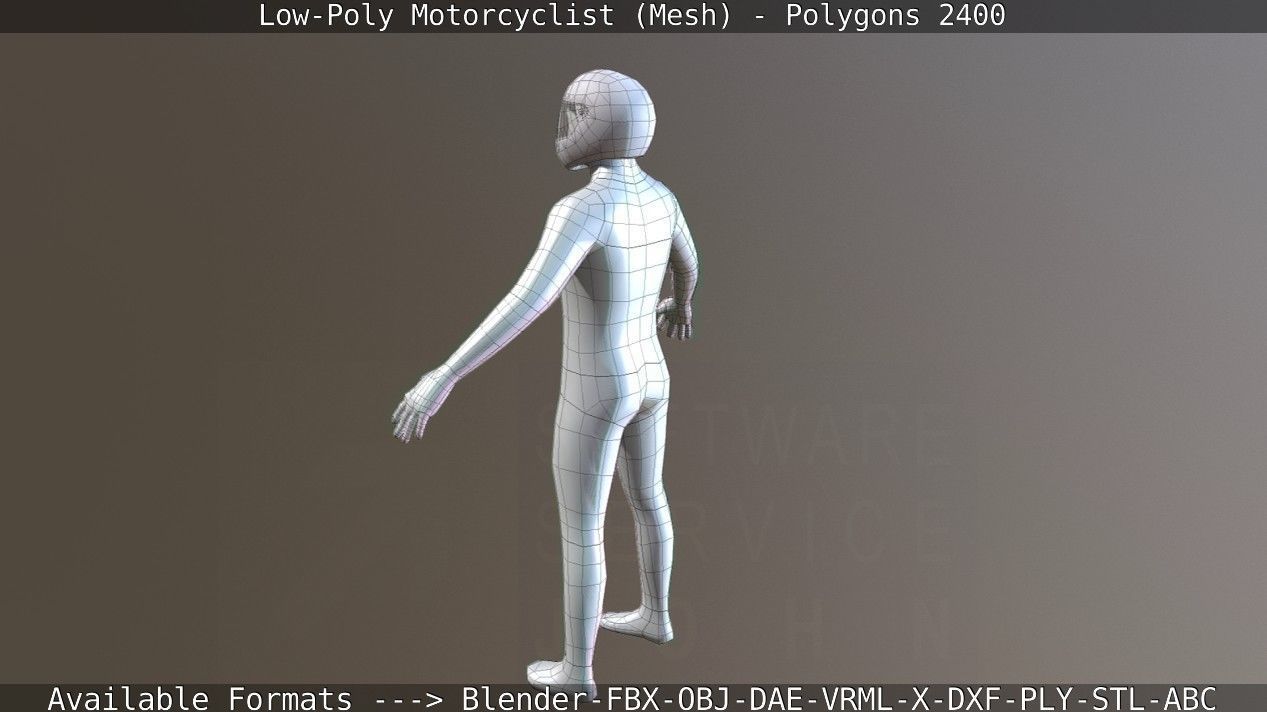 Lowpoly Motorcyclist - Mesh Low-poly 3D model_2