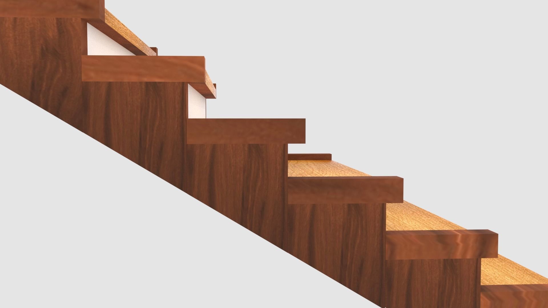 Stairs wooden staircase Low-poly 3D model_1