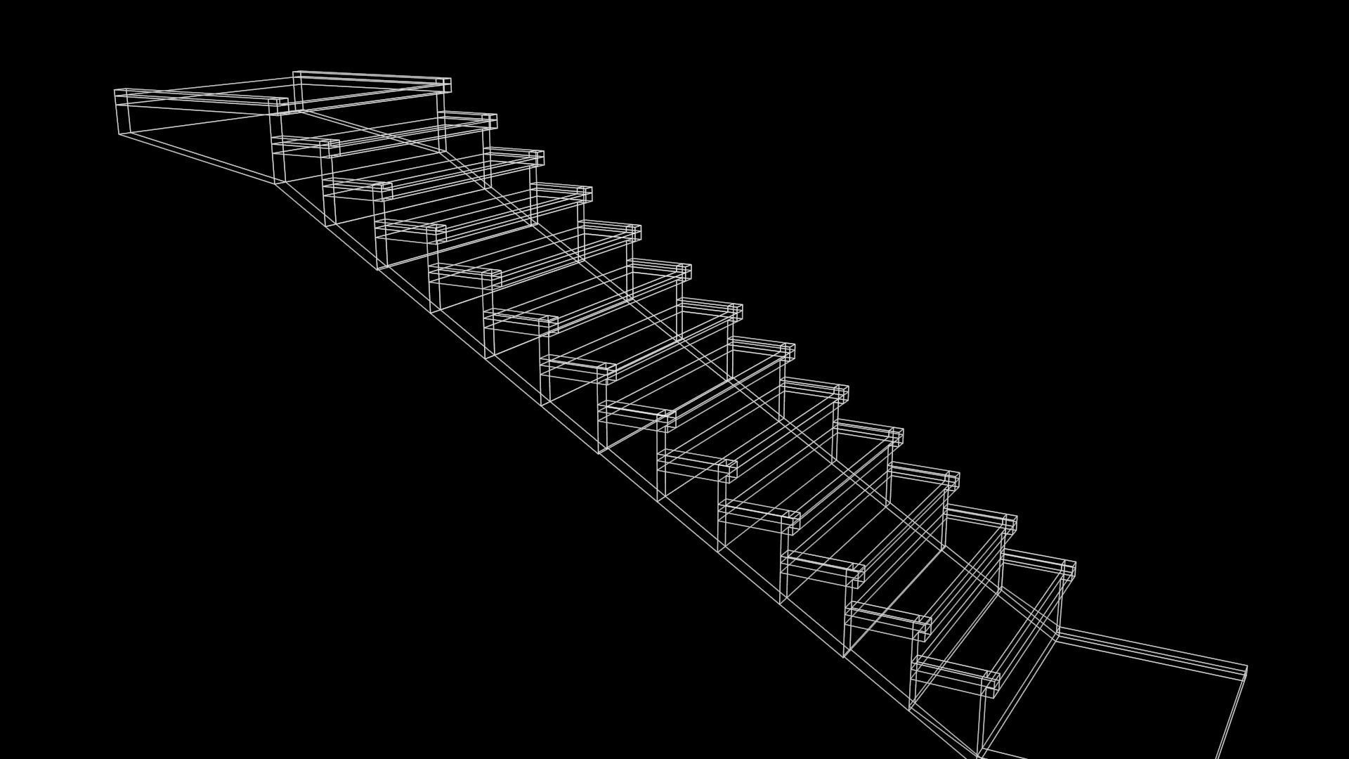 Stairs wooden staircase Low-poly 3D model_5