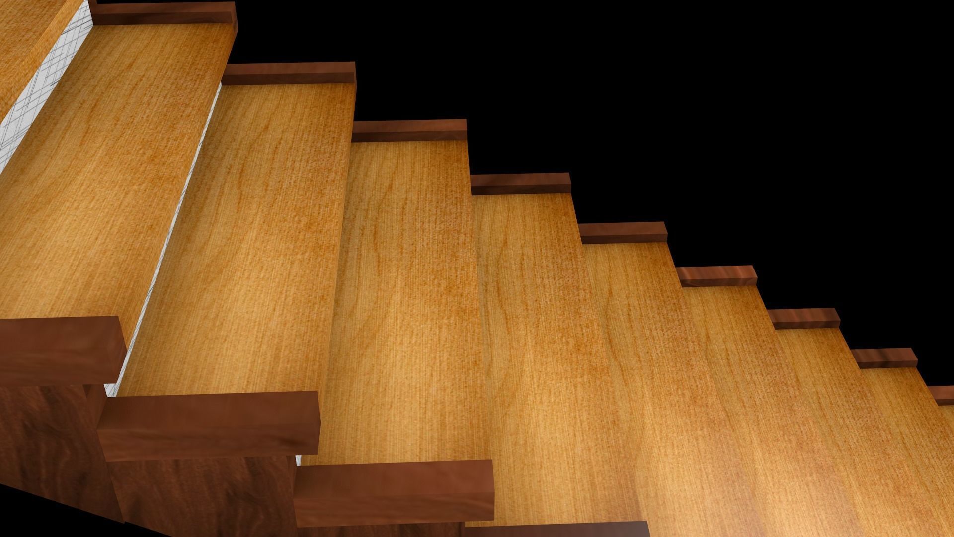 Stairs wooden staircase Low-poly 3D model_4