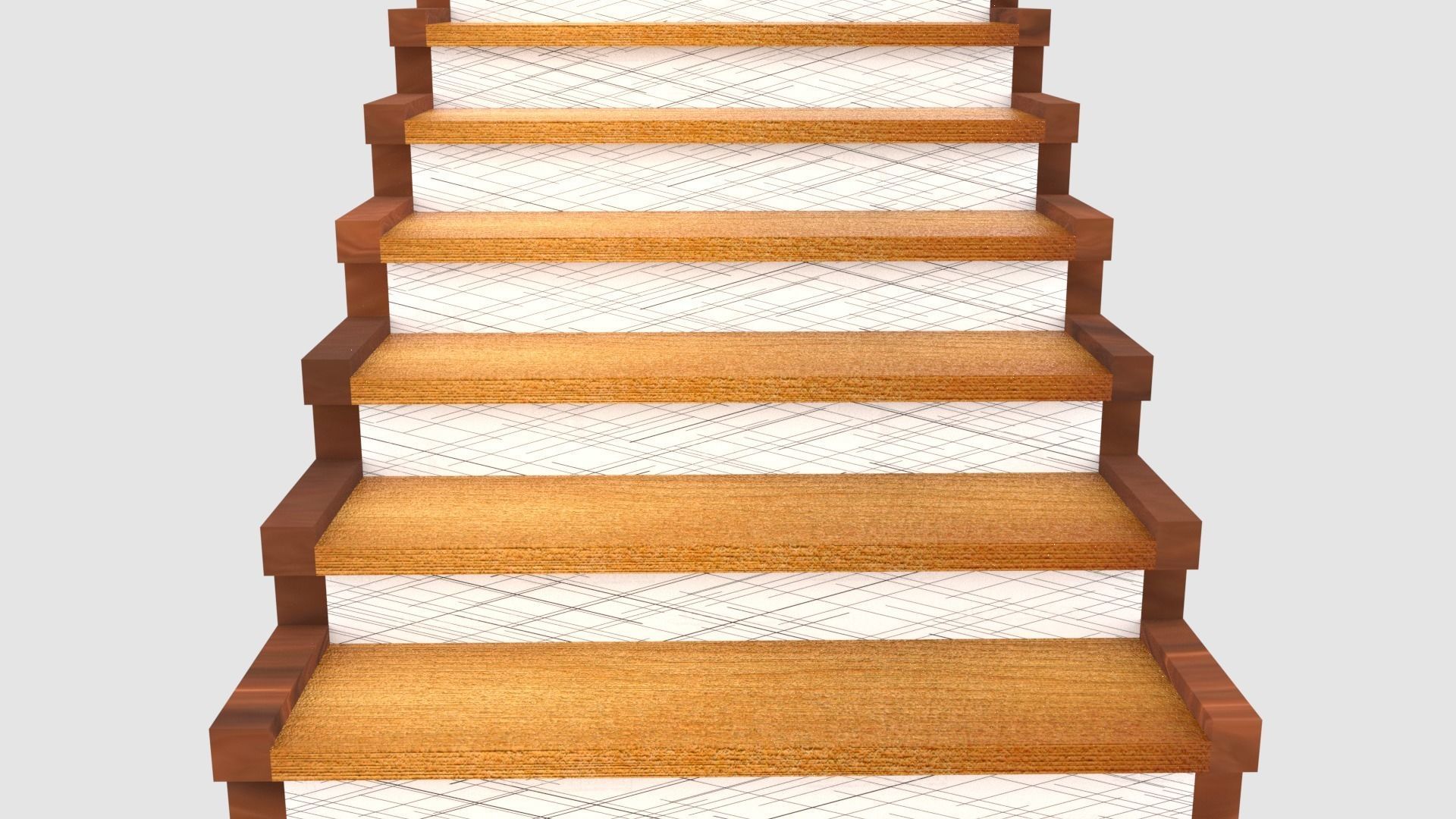 Stairs wooden staircase Low-poly 3D model_2