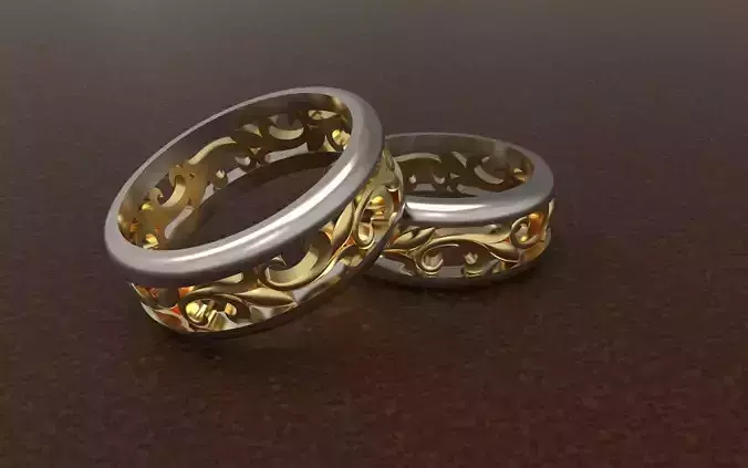 Married Rings with ornaments 3D print model