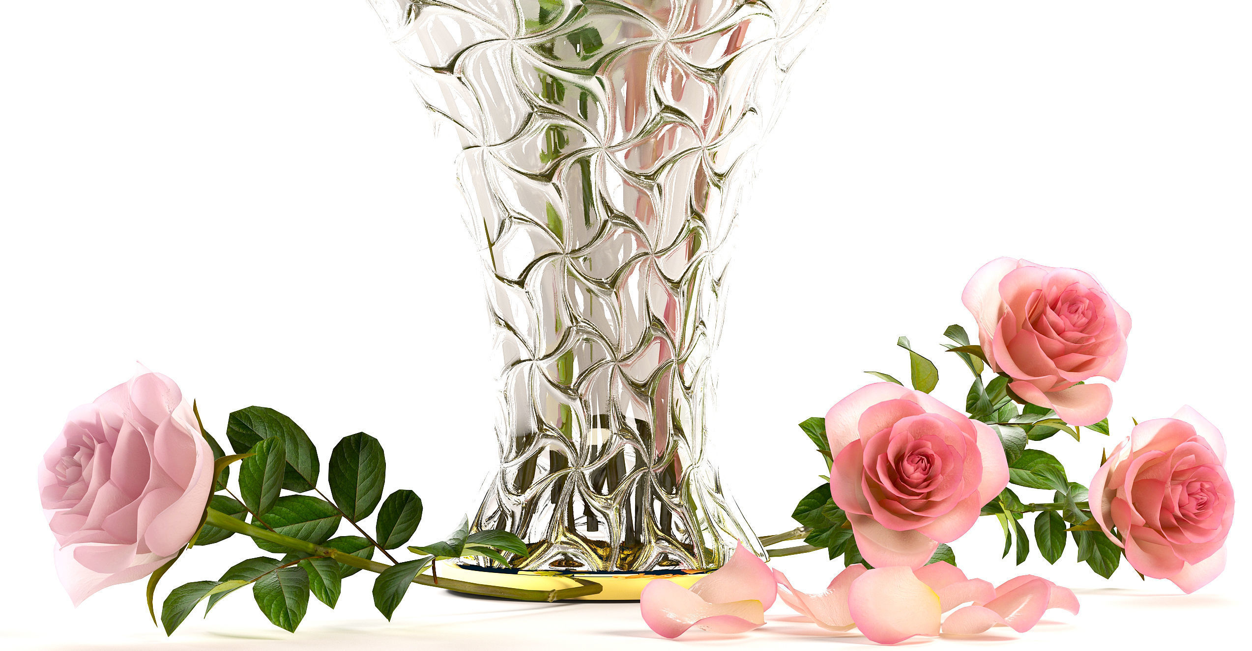 Collection of roses in a vase 3D model_18