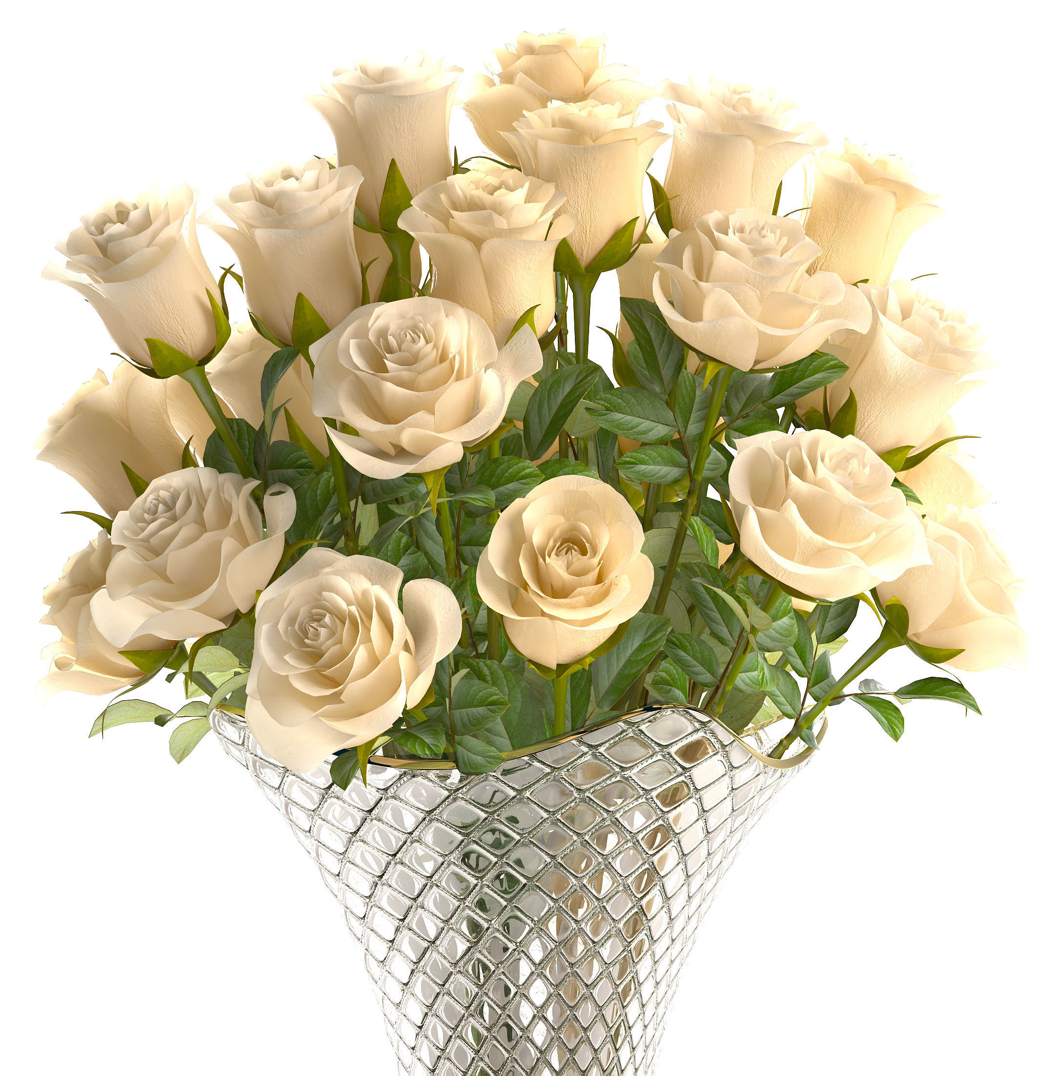 Collection of roses in a vase 3D model_14