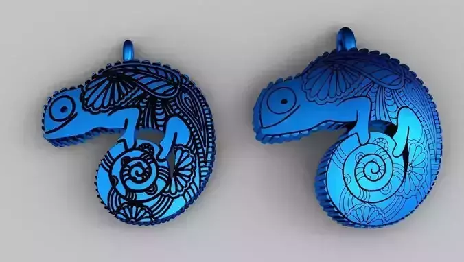2 versions chameleon necklace 3D print model