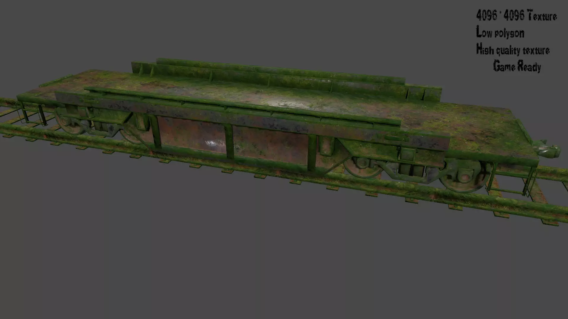 train 1 old on track Low-poly 3D model