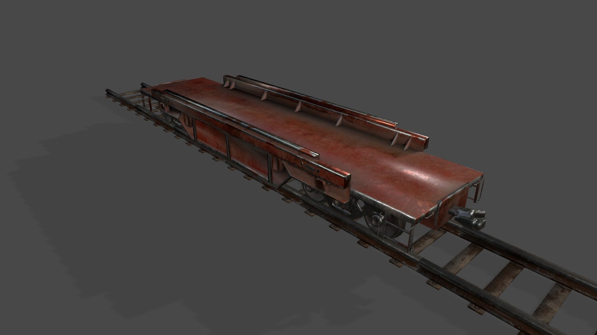 Train old rusty on tracks Low-poly 3D model_6