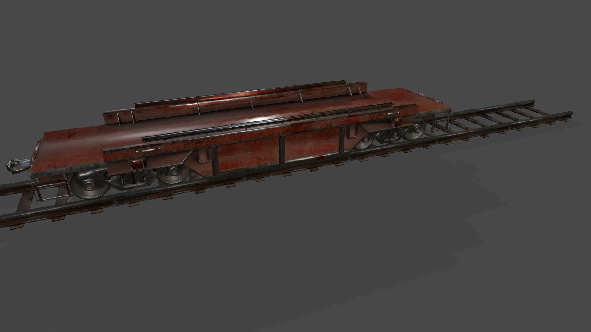 Train old rusty on tracks Low-poly 3D model_8