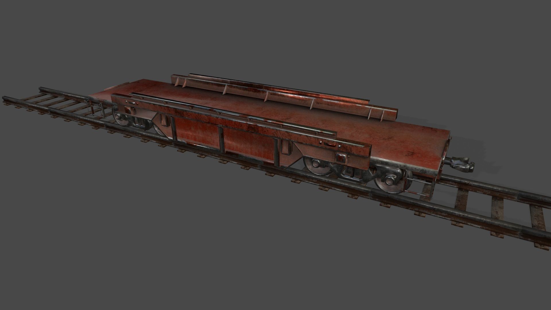 Train old rusty on tracks Low-poly 3D model_13