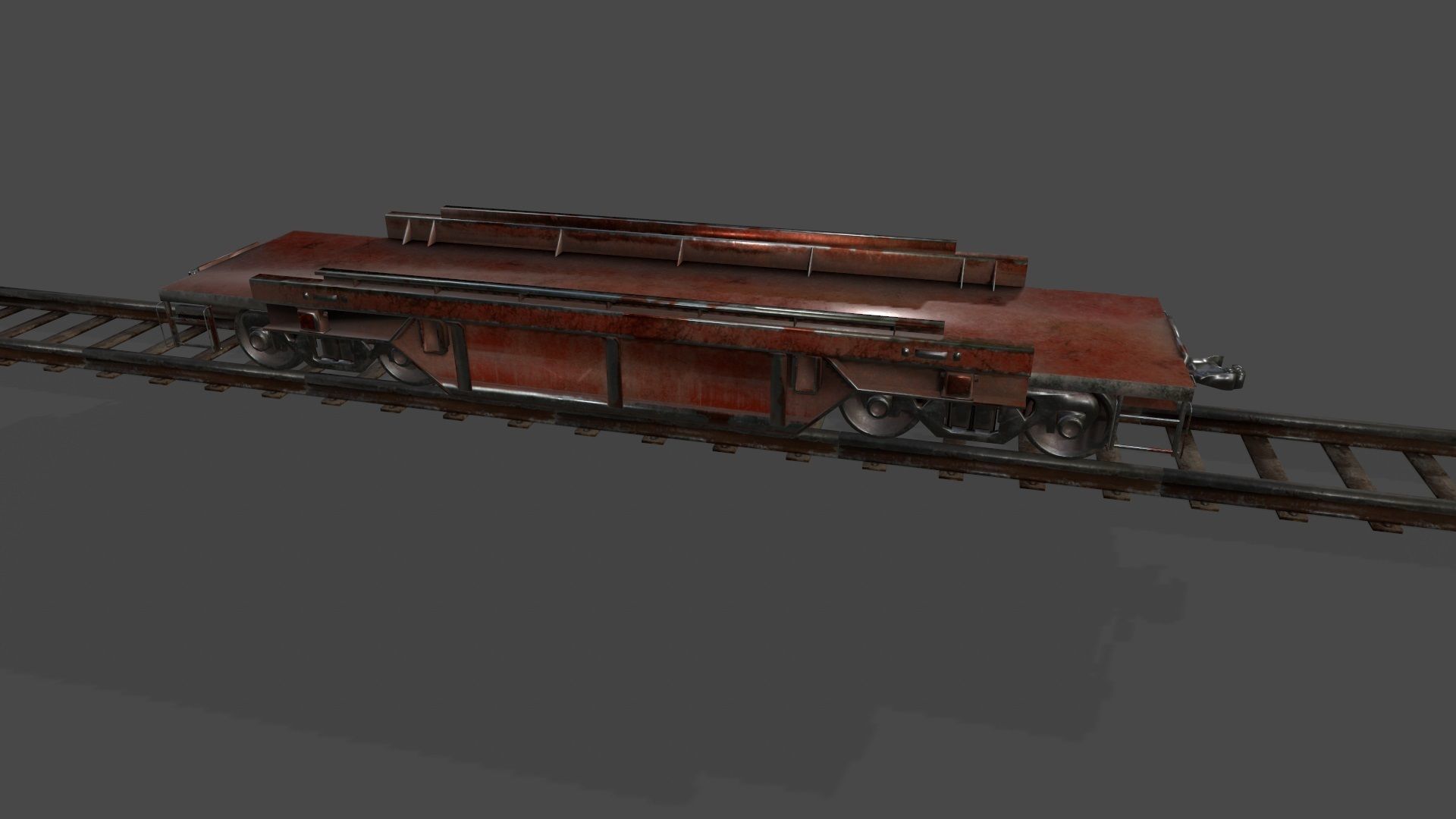 Train old rusty on tracks Low-poly 3D model_7