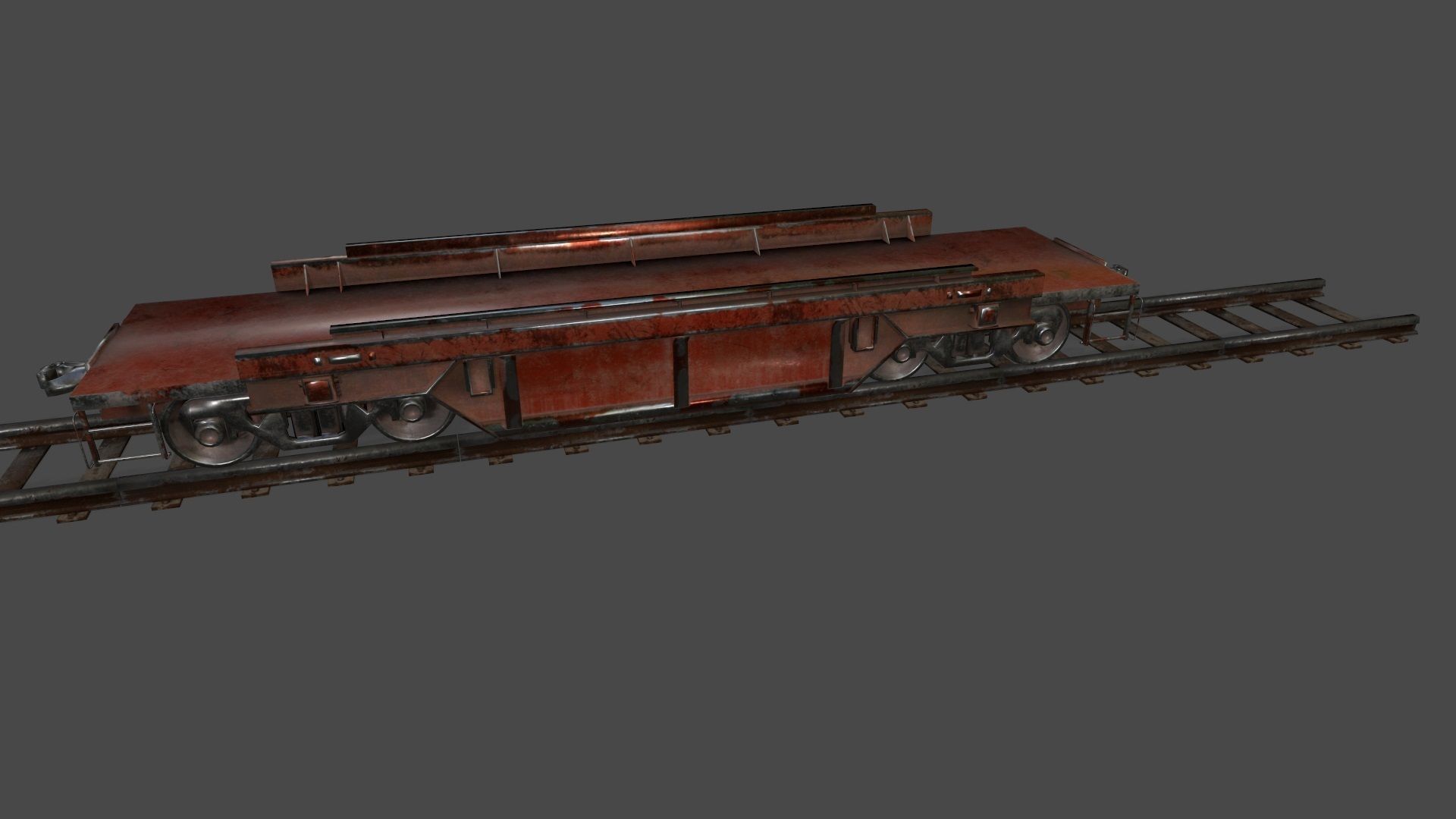 Train old rusty on tracks Low-poly 3D model_2