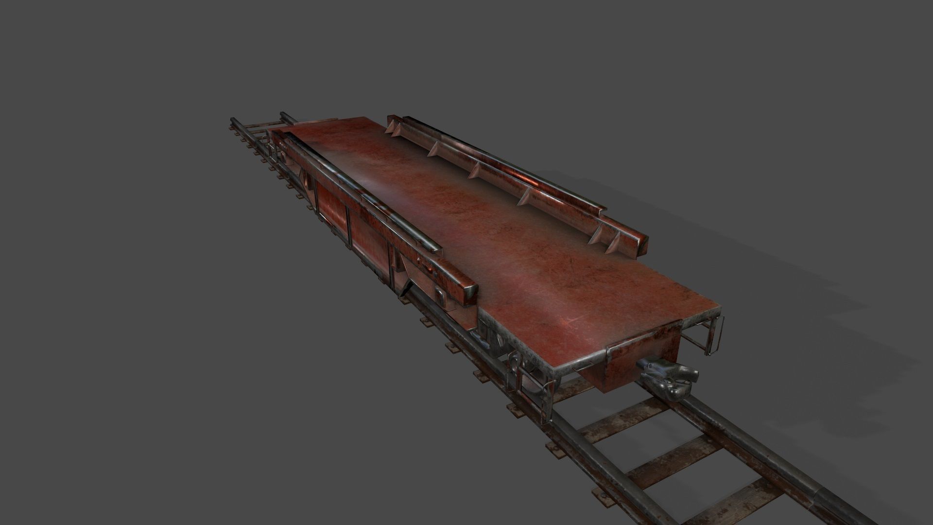 Train old rusty on tracks Low-poly 3D model_12