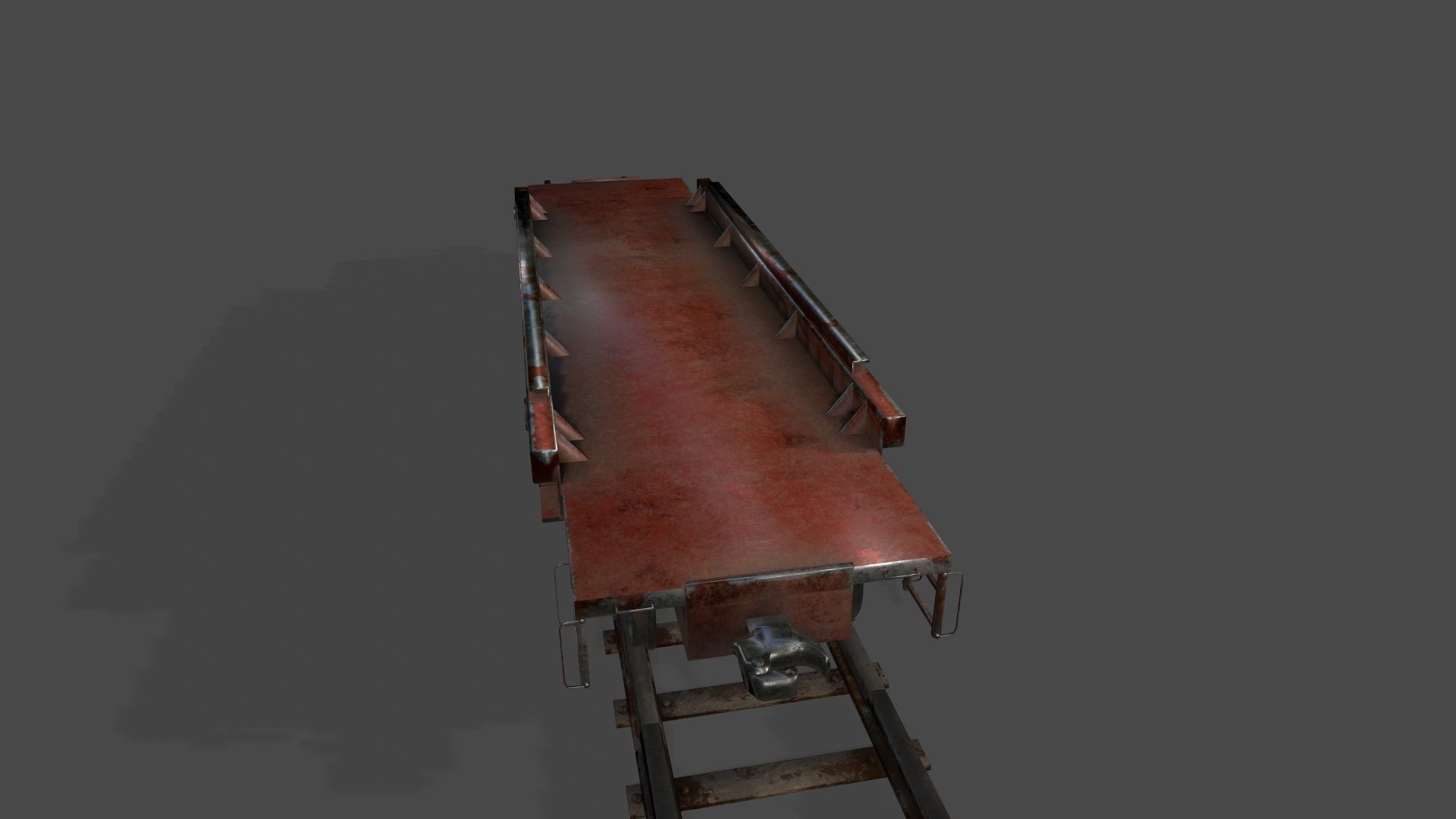 Train old rusty on tracks Low-poly 3D model_5