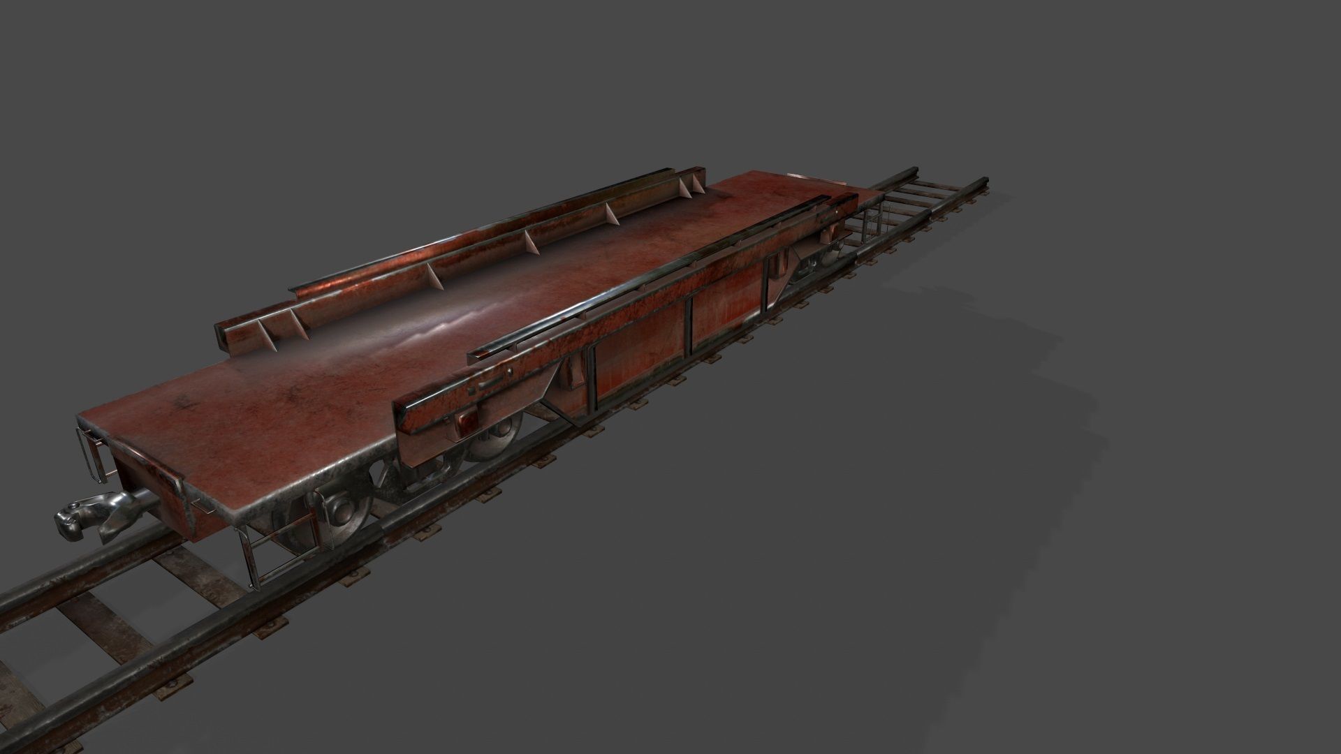 Train old rusty on tracks Low-poly 3D model_9