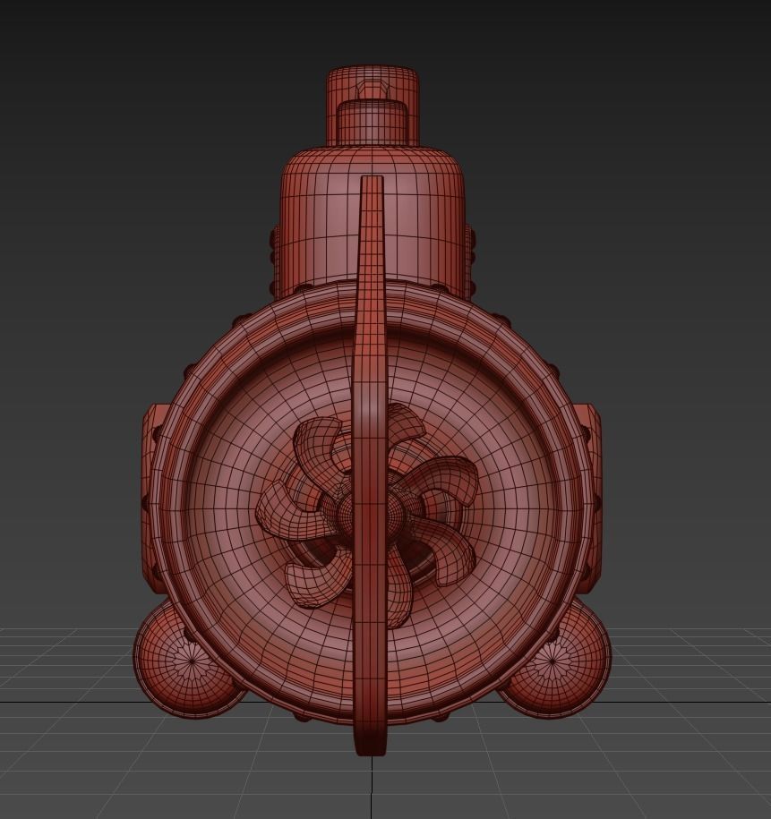 Submarine Steampunk PBR low poly Low-poly 3D model_6