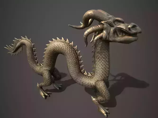 Chinese Dragon Statue PBR low poly