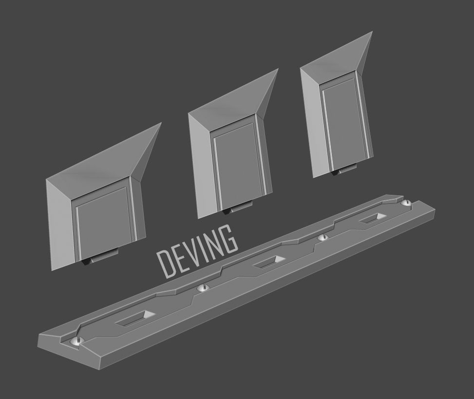 JL BATMAN FINS and BAR 3D print model_1