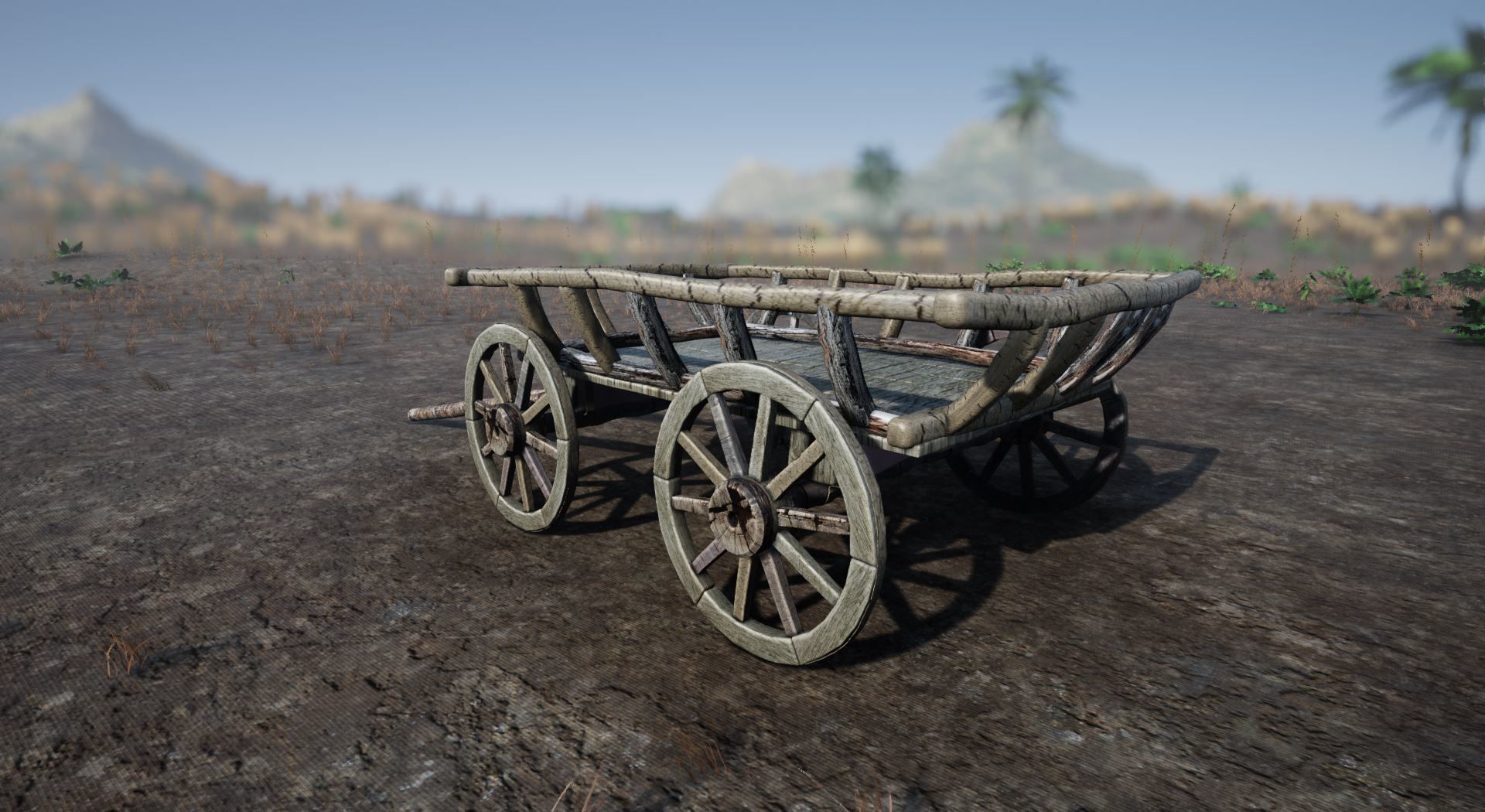 Old Cart Unreal Ready Low-poly 3D model_1