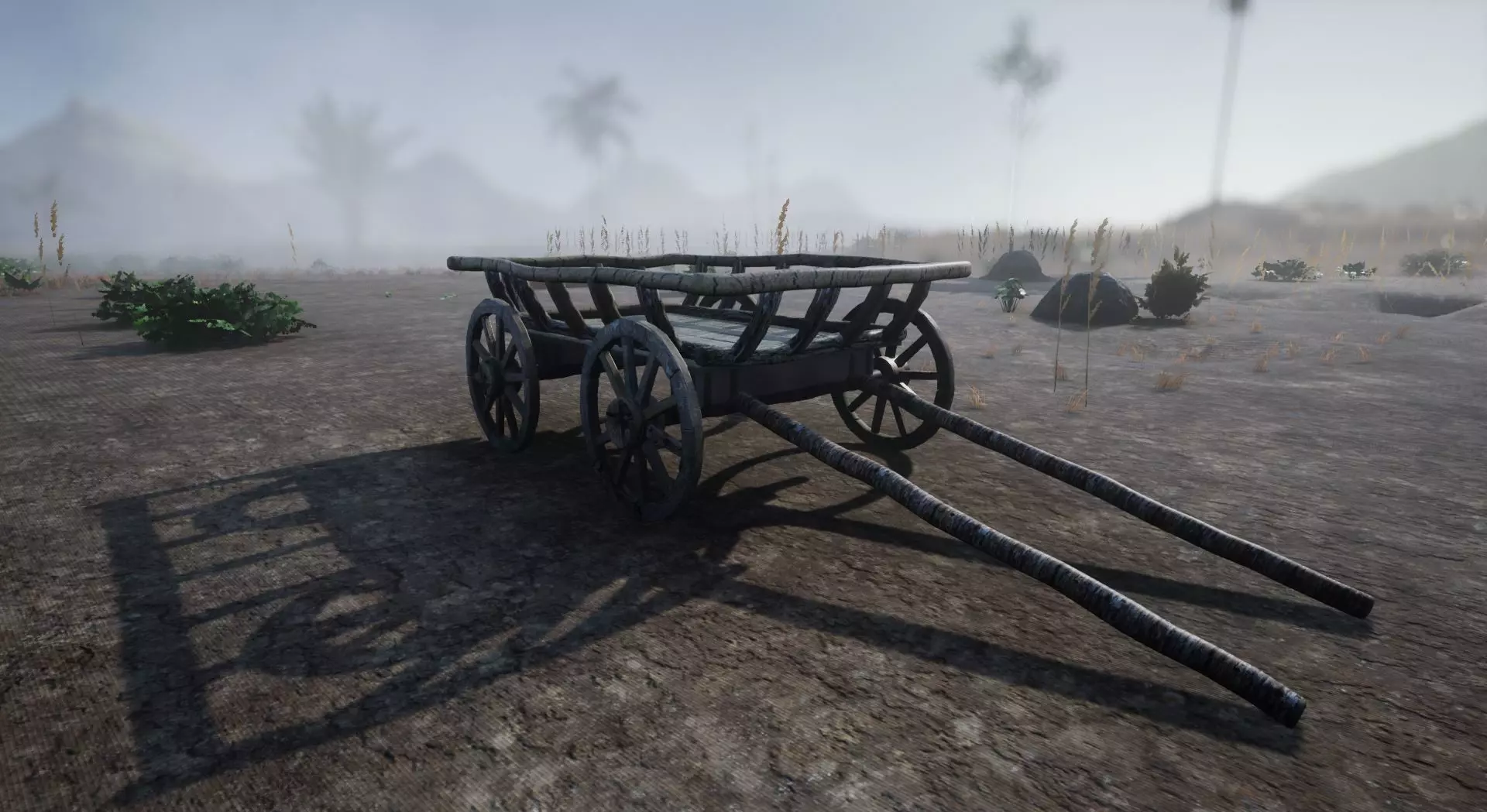 Old Cart Unreal Ready Low-poly 3D model_0