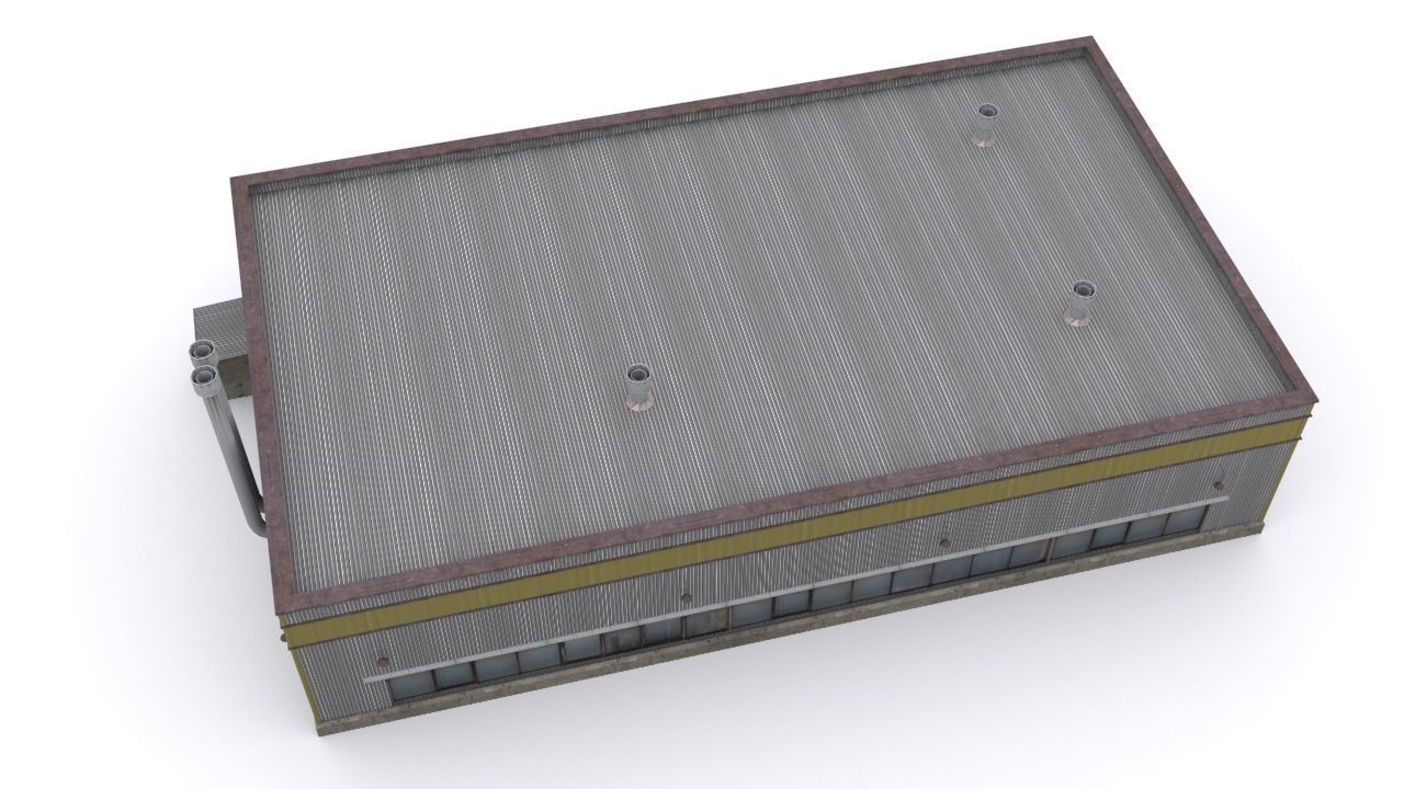 Hangar industrial building Low-poly 3D model_4