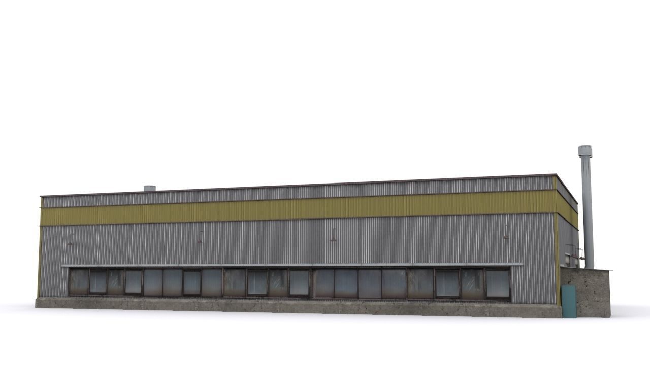 Hangar industrial building Low-poly 3D model_2