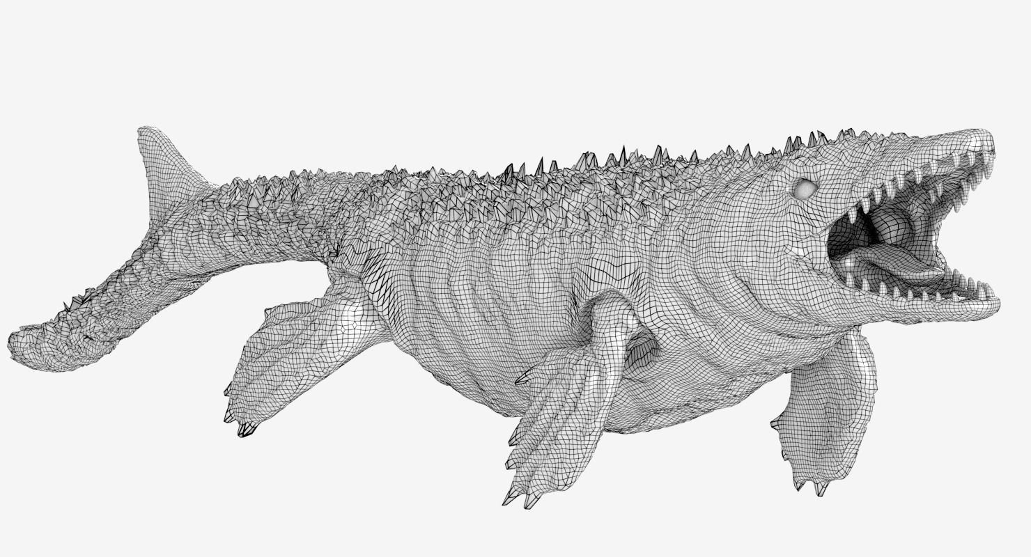 Mosasaur sea creature Low-poly 3D model_12