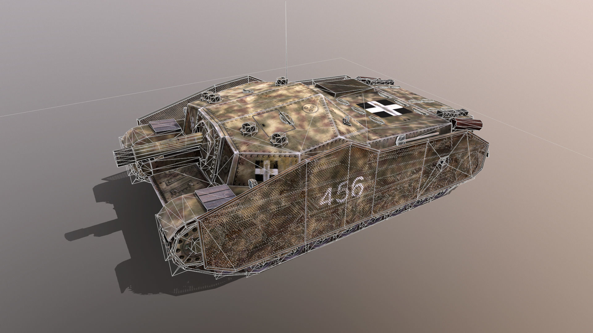 43M Zrinyi Hungarian Tank Destroyer Low-poly 3D model_4