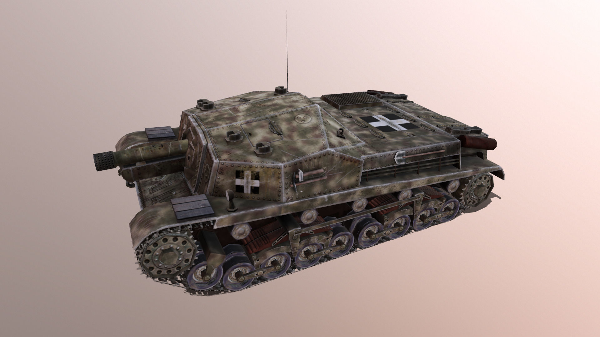 43M Zrinyi Hungarian Tank Destroyer Low-poly 3D model_3